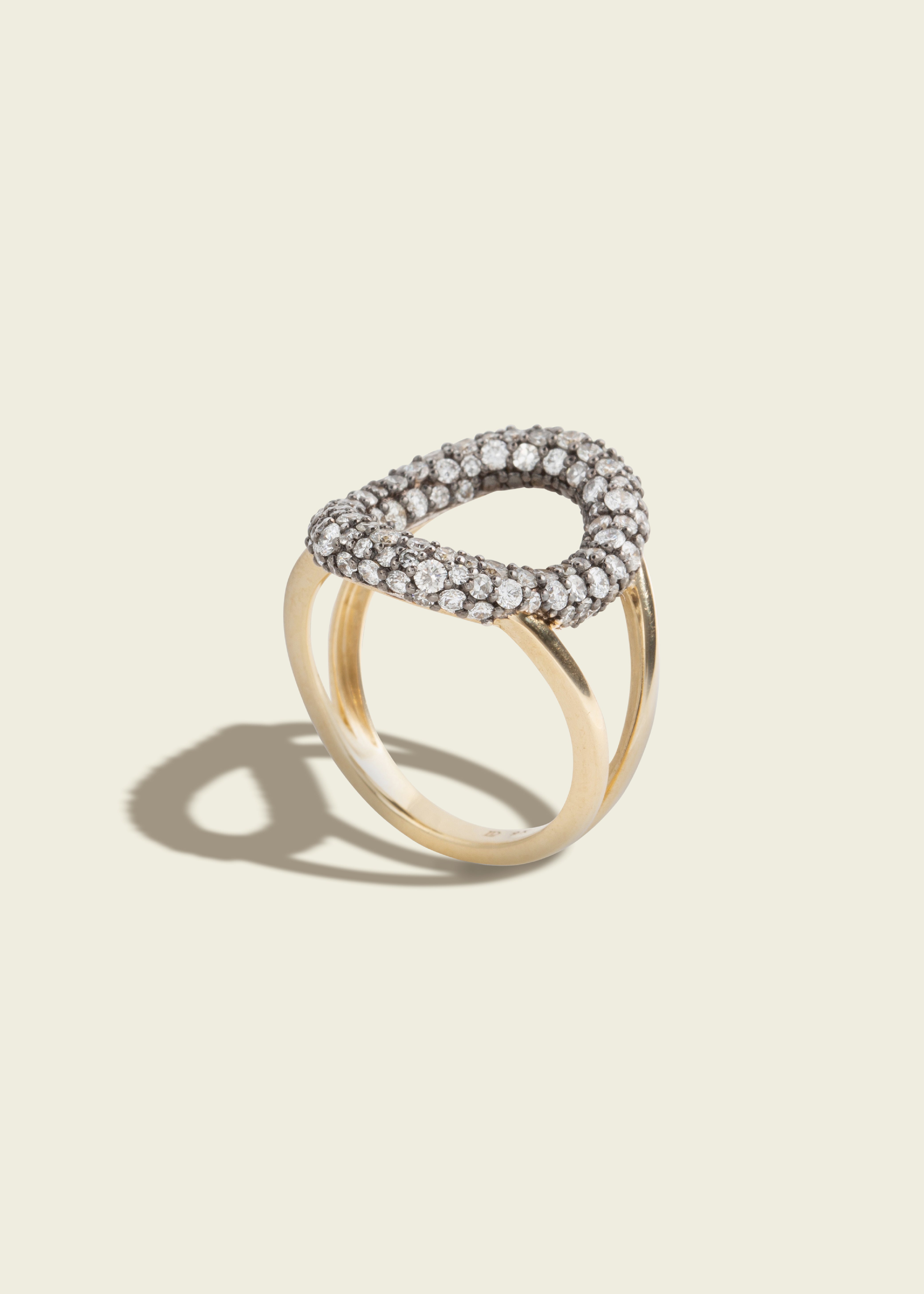 Antique Finish Diamond Oval Ring