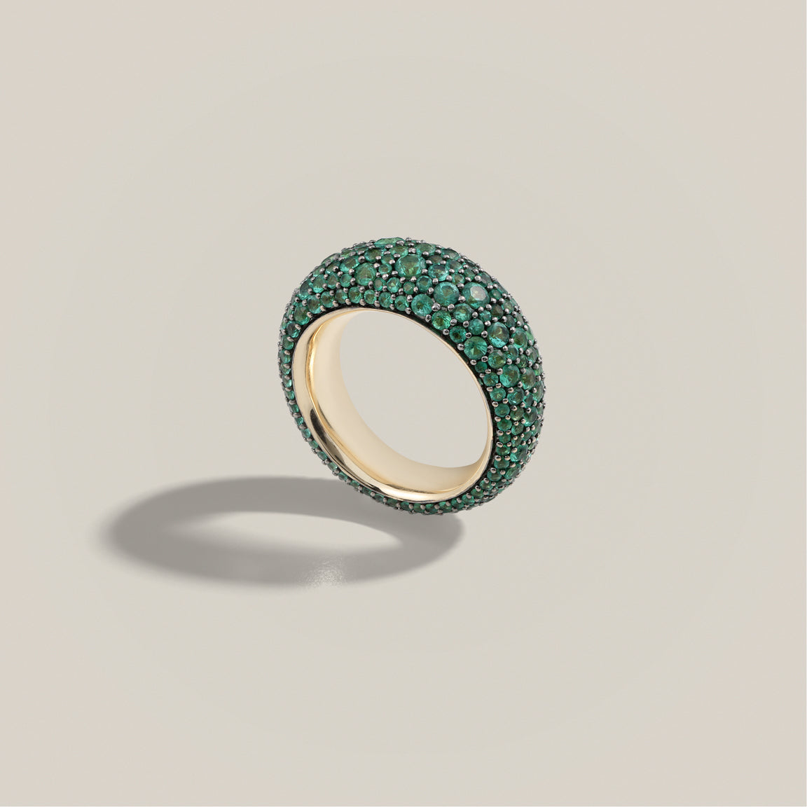 Emerald Pavé Bombé Ring