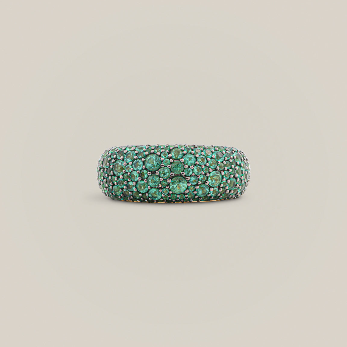 Emerald Pavé Bombé Ring