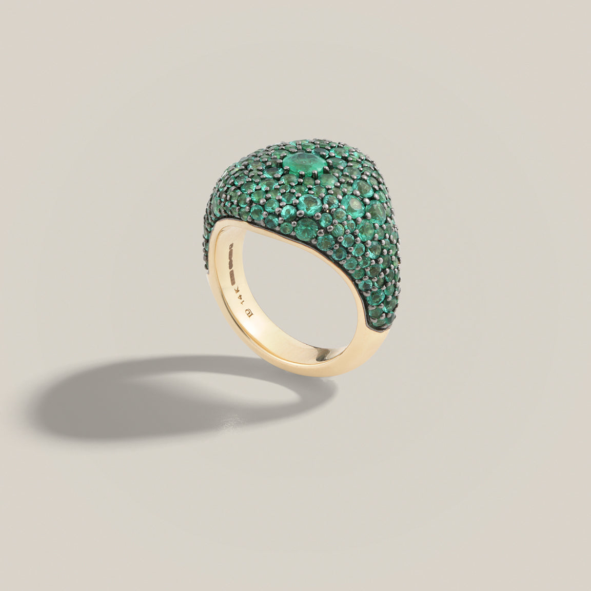 Emerald Pavé Signet Ring