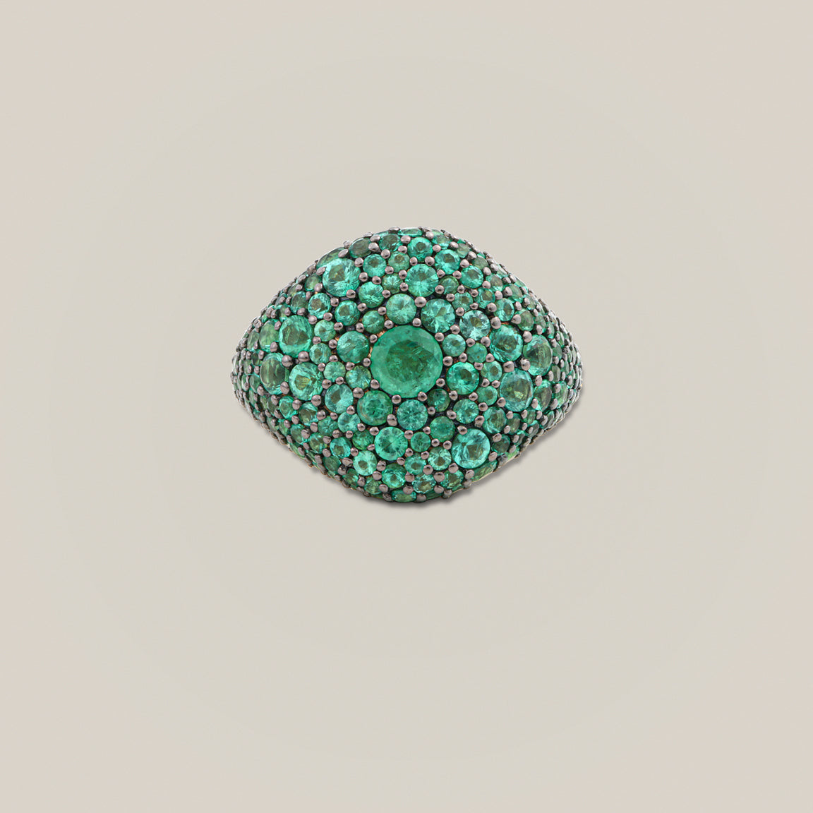 Emerald Pavé Signet Ring