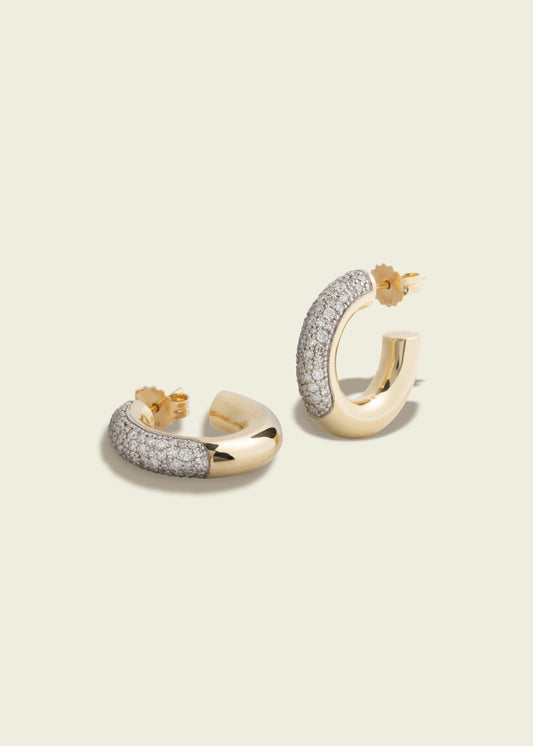 Modern Finish Diamond Chubby Hoops