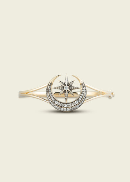 Antique Finish Victorian Star and Moon Bangle