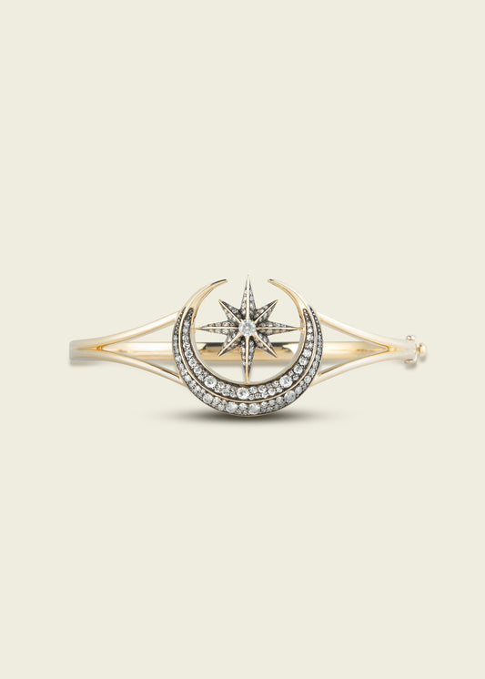 Antique Finish Victorian Star and Moon Bangle