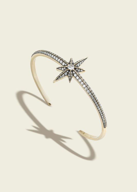 Antique Finish Victorian Star Diamond Bangle