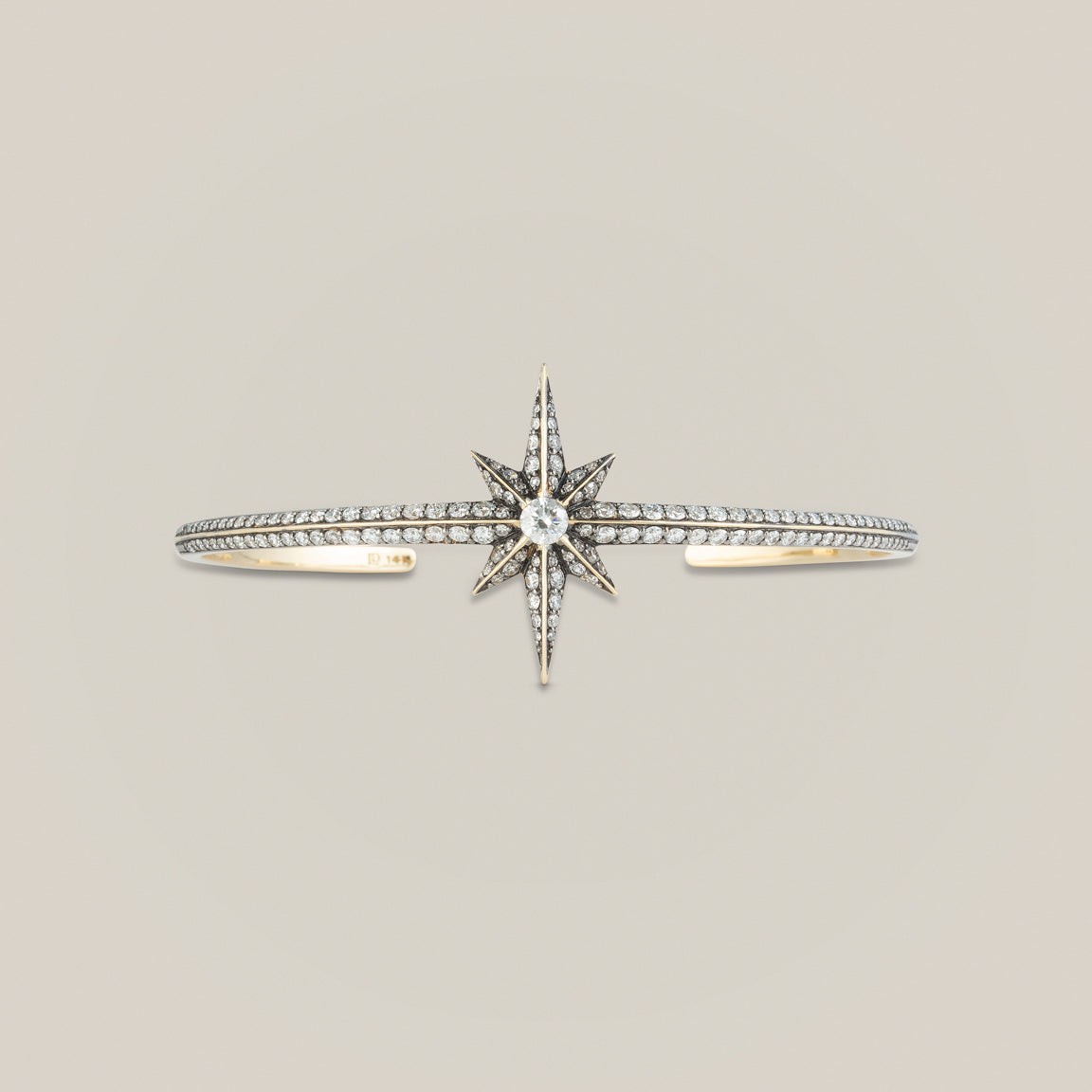 Antique Finish Victorian Star Diamond Bangle