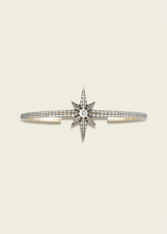 Antique Finish Victorian Star Diamond Bangle