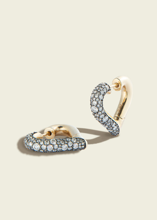 Antique Finish Chubby Love Diamond Earrings