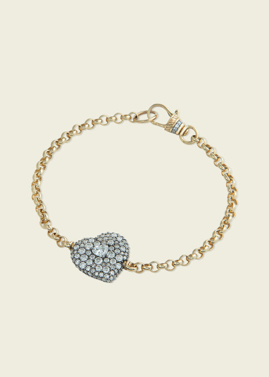 Antique Finish Diamond Chubby Love Bracelet