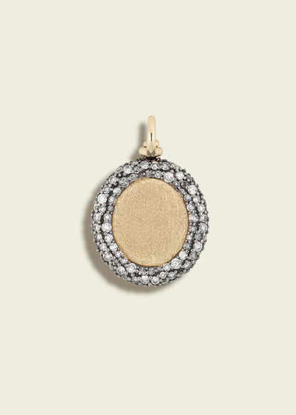 Antique Finish Victorian Set Diamond Portrait Pendant