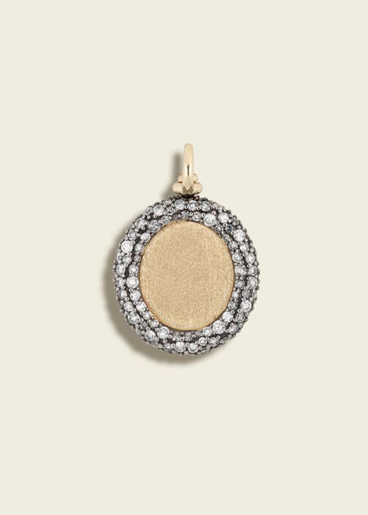 Antique Finish Victorian Set Diamond Portrait Pendant