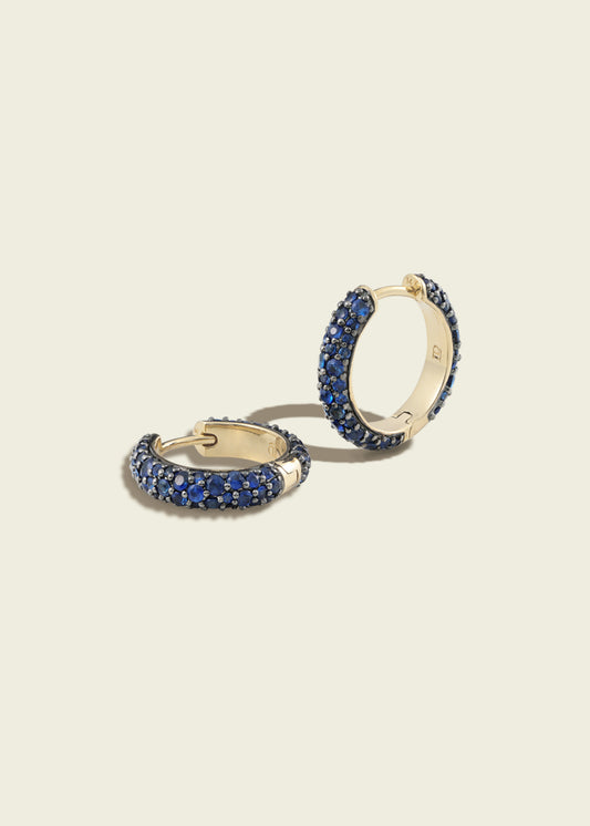 Blue Sapphire Chubby Hinged Hoops