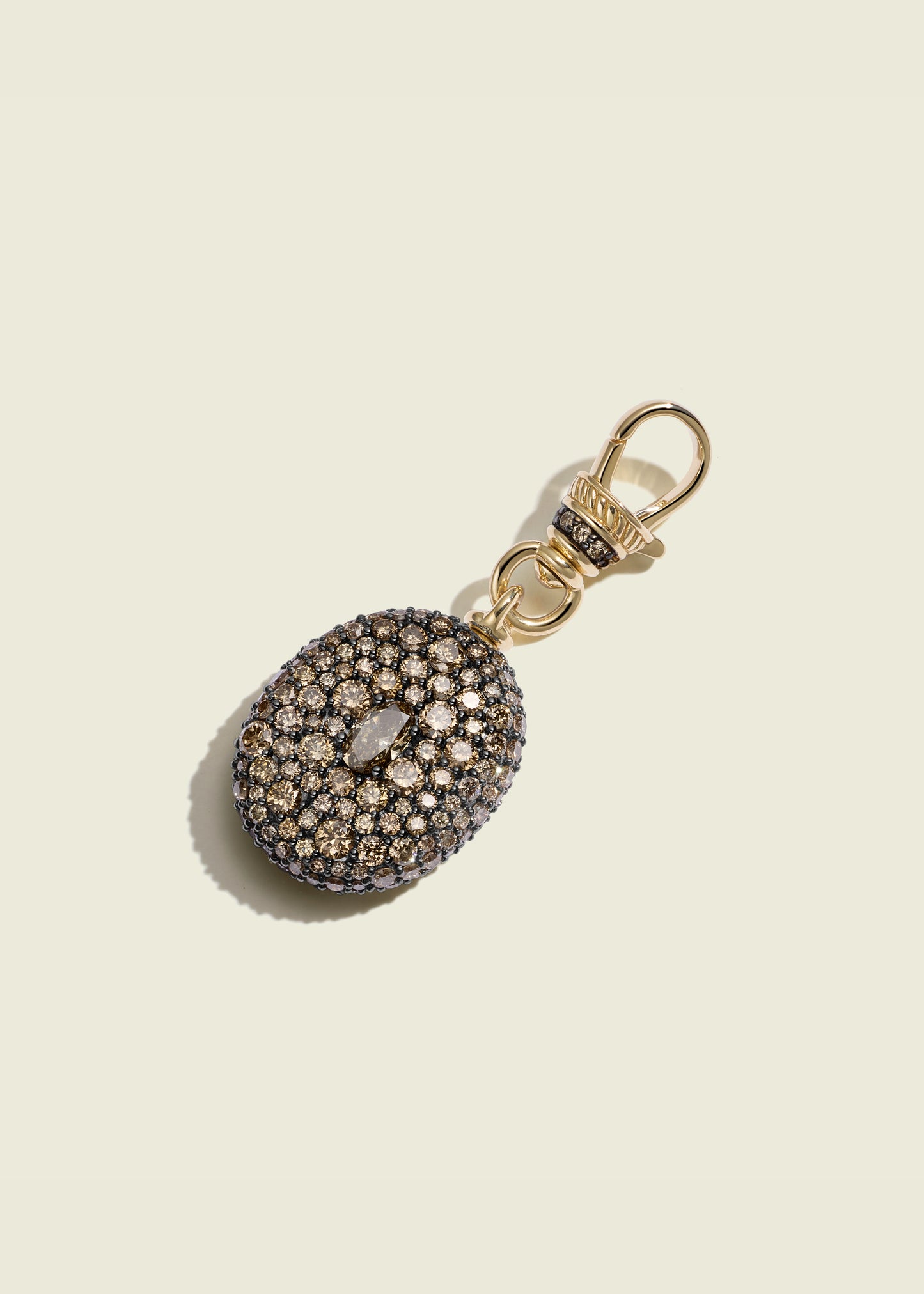Cognac Diamond Oval Pocket Watch Pendant