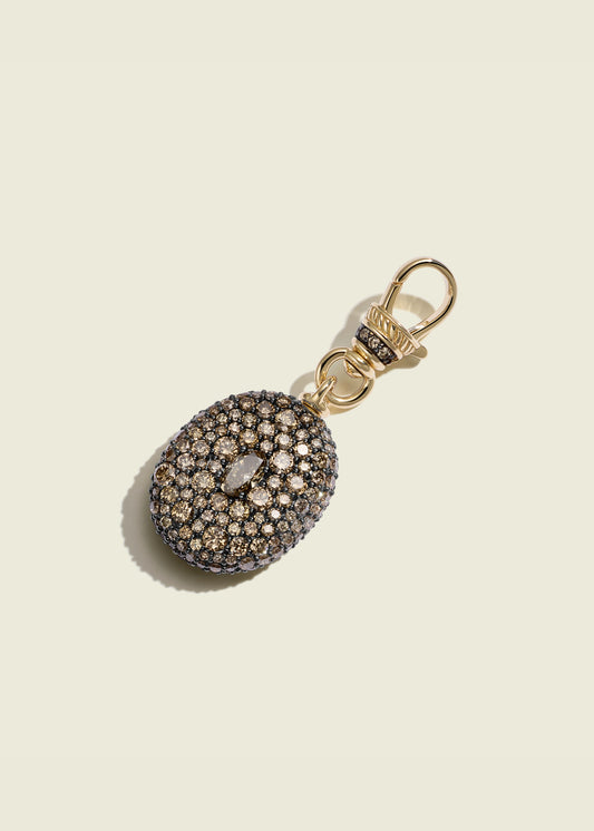Cognac Diamond Oval Pocket Watch Pendant