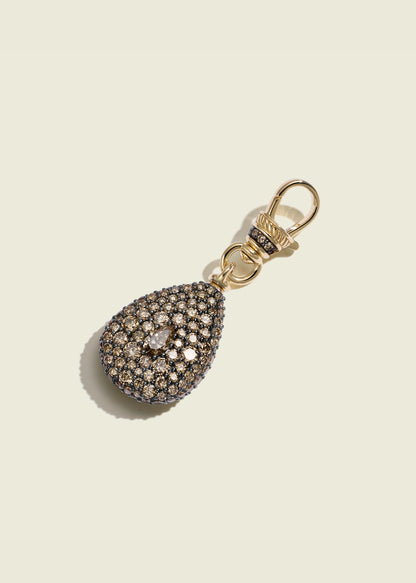 Cognac Diamond Pear Pocket Watch Pendant