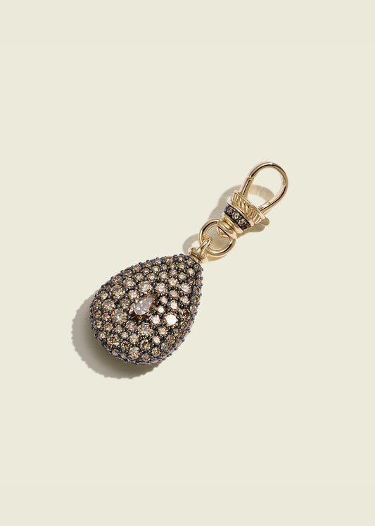 Cognac Diamond Pear Pocket Watch Pendant