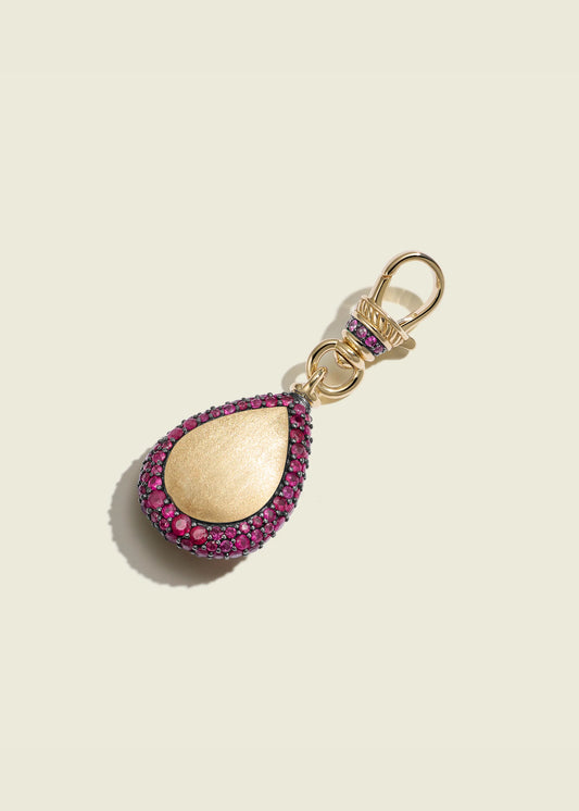 Ruby Pear Pocket Watch Pendant