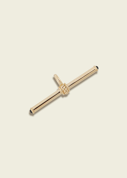 Gold T-Bar Pendant with Blue Sapphire Cabochons