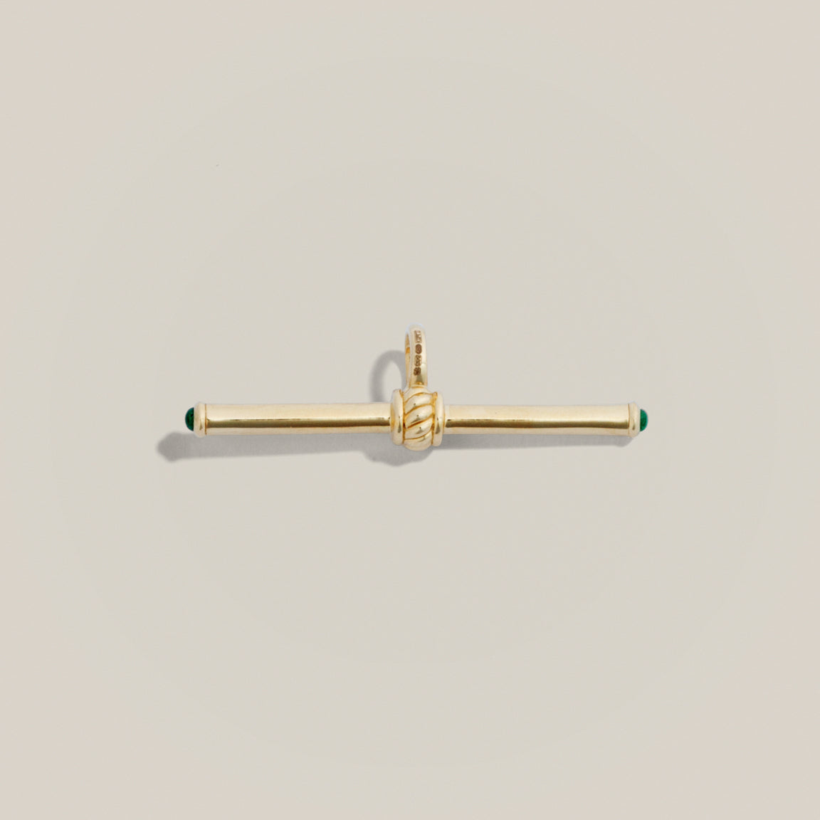 Gold T-Bar with Emerald Cabochons