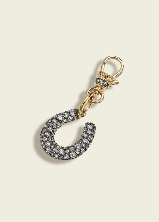 Antique Finish Diamond Horseshoe Clip Pendant