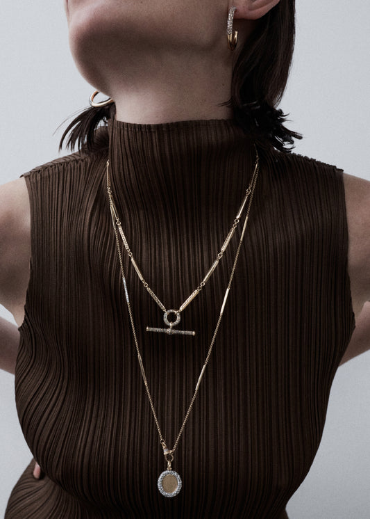 Cognac Diamond T-Bar Pendant