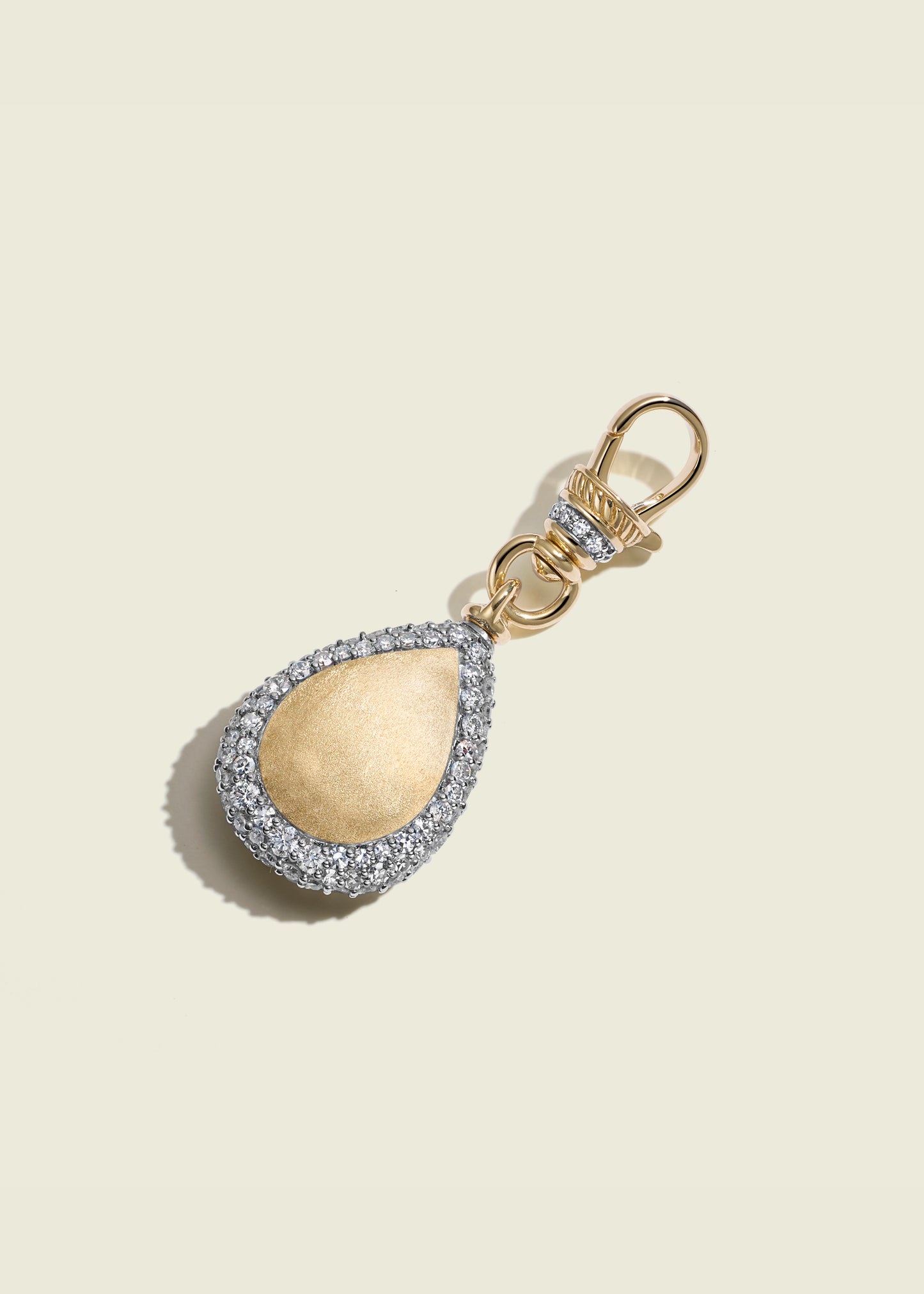 Modern Finish Diamond Pear Pocket Watch Pendant