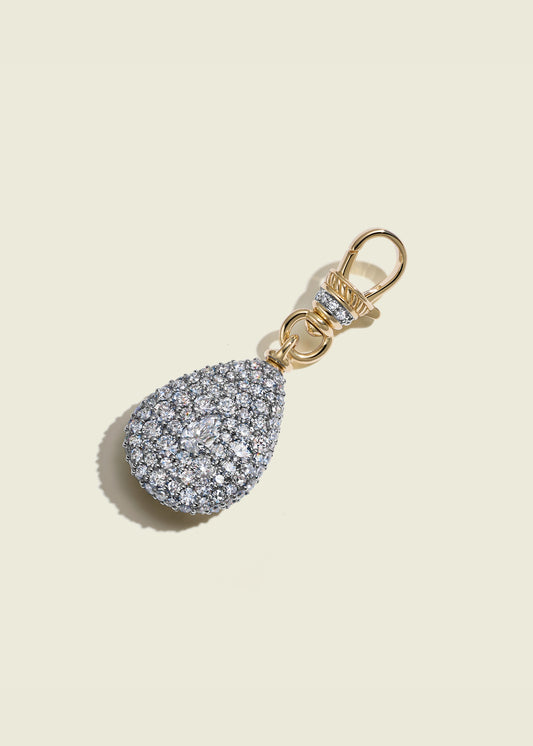 Modern Finish Diamond Pear Pocket Watch Pendant
