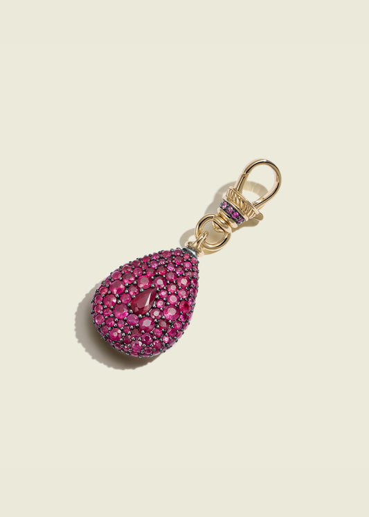 Ruby Pear Pocket Watch Pendant
