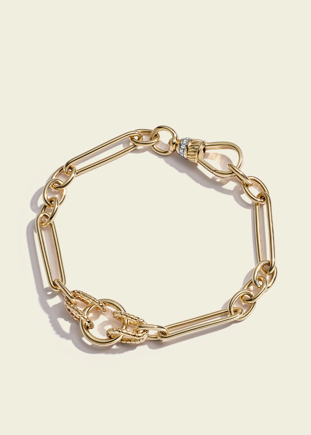 Trombone Link Gold Bracelet. Victorian watch chain necklaces and