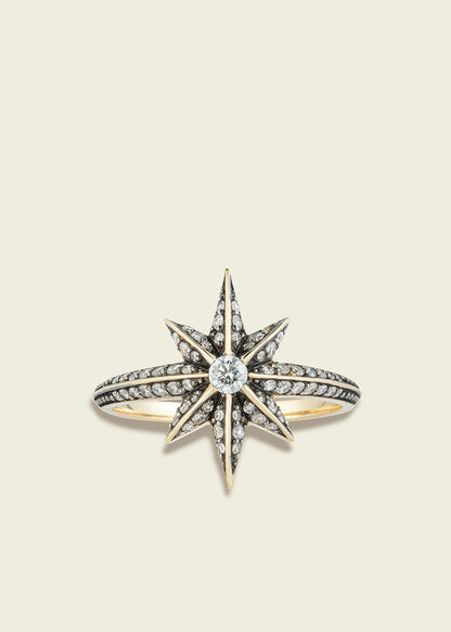 Antique Finish Victorian Star Diamond Ring