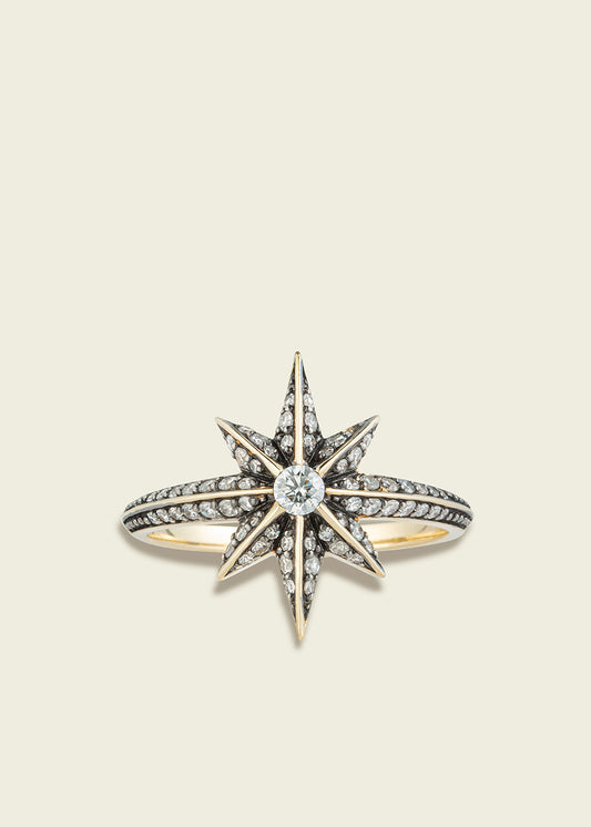 Antique Finish Victorian Star Diamond Ring