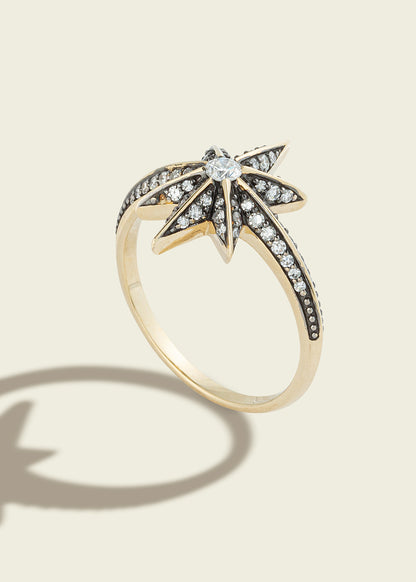 Antique Finish Victorian Star Diamond Ring