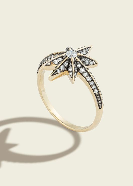 Antique Finish Victorian Star Diamond Ring