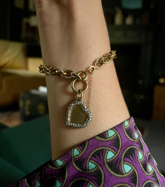 Antique Finish Diamond Chubby Heart Pendant